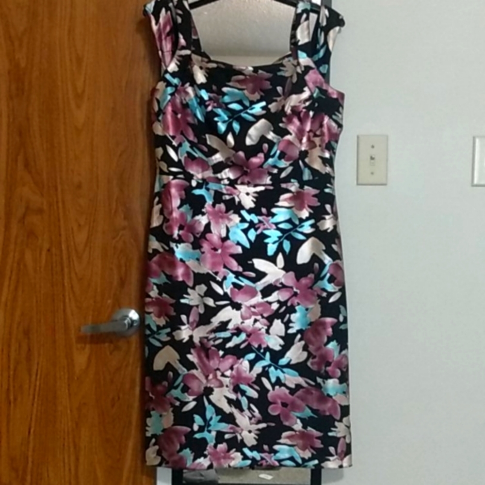 Beige by eci Metallic Floral Dress Size 12